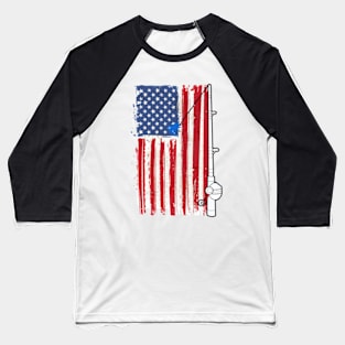 Fishing American Flag,American Flag. Baseball T-Shirt